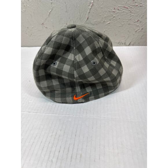 NIKE GOLF Plaid‎ Checkered Green Orange Logo Hat Cap Stretch Flex Size S/M - Picture 3 of 4